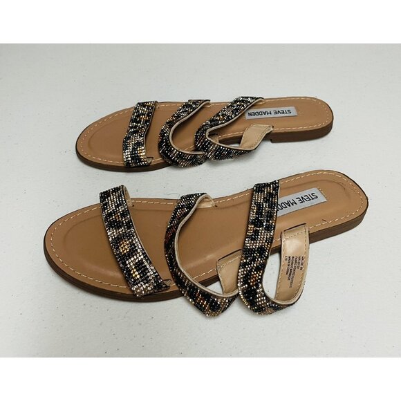 Steve Madden Animal Print Malise Leopard Crystal Sandals Size 8 M - Picture 3 of 5